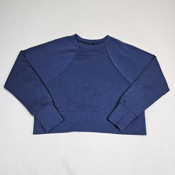 Nike Embossed Spellout Sweatshirt Womens S Blue Lux Fleece CV7248-469 Athleisure - Picture 3 of 12